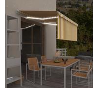 vidaXL Tenda da Sole Retrattile Parasole LED 3,5x2,5m Gialla e Bianca