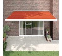 Tenda da sole retrattile, per balcone, tenda da sole a cassetta, adatta per balconi, negozi, caffetterie, ristoranti, arancione e marrone, 4 x 3 m, tessuto e alluminio