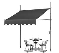 Tenda da sole retrattile per esterni, 2 x 1,2 m, 2,5 x 1,2 m, 3 x 1,2 m, manovella manuale, installazione senza trapano, facile da installare, per terrazze e balconi, tettoia parasole per spazi