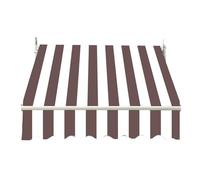 Tenda da sole retrattile per esterni, 330 x 150 cm, a strisce marroni e bianche, senza cornice, perfetta per terrazze e pergole, protezione dai raggi UV, soluzione ombreggiante per protezione solare