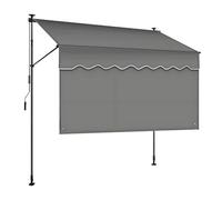 Tenda da sole retrattile per esterni, con protezione della privacy, manovella manuale, resistente ai raggi UV, regolabile in altezza, installazione senza fori, per balcone, terrazza, giardino (grigio