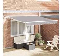 Tenda da sole retrattile per terrazza, grigio chiaro, 300 x 250 cm, in poliestere e metallo, con strisce LED, meccanismo automatico per regolazione flessibile della luce e dell'ombra, ideale per il