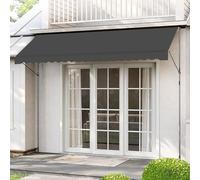 Tenda da sole retrattile regolabile, 4 m, con manovella manuale, senza fori, ideale per giardini, bar, terrazze e padiglioni (grigio)