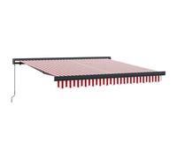 Tenda da sole retrattile rosso e bianco, 350 x 250 cm, tessuto e metallo, protezione solare per esterni per terrazza e giardino, robusta struttura in metallo, resistente alle intemperie, facile da