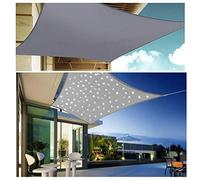 Tenda da sole rettangolare impermeabile con luci a LED, in poliestere, per giardino, balcone, terrazza, colore grigio, 3 x 4 m, protezione UV e facile installazione