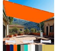 Tenda da sole rettangolare impermeabile per esterni, 2,6 x 3,5 m, protezione dai raggi UV, con occhielli, per giardino, terrazza, patio, tessuto HDPE, arancione brillante