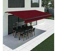 Tenda da sole rosso vino con mantovana dritta, modello Basic senza cassonetto, 2400 x 1500 mm, con manovella, configurazione individuale
