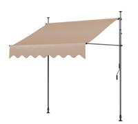 Tenda da Sole, Tenda da Balcone Avvolgibile a Barra Quadra con Manovella, Regolabile in Altezza, 200 x 120 cm, Beige