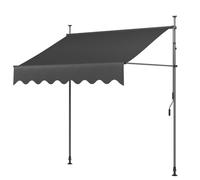 Tenda da Sole, Tenda da Balcone Avvolgibile a Barra Quadra con Manovella, Regolabile in Altezza, 250 x 120 cm, Grigio