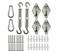 Tenda da sole, tenda da sole, tenda da sole, 40 pezzi, kit di ferramenta in acciaio inossidabile 304, tenditore, occhiello, moschettone, gancio, viti, argento