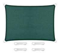 Tenda da sole traspirante verde scuro, 140 x 180 cm, rettangolare, resistente agli strappi, doppia cucitura, con corde di tensione per una facile installazione su balcone, patio, giardino