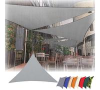 Tenda da sole triangolare impermeabile, 5 m x 10 m x 12 m, protezione UV 95% per uso esterno, patio, balcone, giardino, resistente tenda da sole con corde di tensione, colore grigio