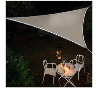 Tenda da sole triangolare impermeabile con luci a LED, vela parasole per patio e balcone, protezione solare al 95%, tessuto Oxford idrorepellente, grigio, 3 x 4 x 5 m