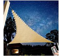 Tenda da sole triangolare impermeabile con luci LED, tenda parasole UV per patio e balcone, protezione solare al 95%, tessuto Oxford idrorepellente, beige, 3 x 4 x 5 m
