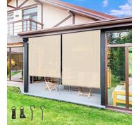 Tenda Da Sole Verticale A Rullo Per Esterno, Tendine Con Foro Antivento, Oscurante Luce Filtro, ProtezioneUV E Privacy, Verde Beige Grigio, Patio Balcone Tapparella Parasole(Beige,100 x 200cm)