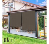 Tenda Da Sole Verticale A Rullo Per Esterno, Tendine Con Foro Antivento, Oscurante Luce Filtro, ProtezioneUV E Privacy, Verde Beige Grigio, Patio Balcone Tapparella Parasole(Brown,100 x 180cm)