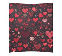 Tenda da spiaggia a forma di cuore con decorazione rossa e nera, UPF50+, leggera e grande, con sacchi di sabbia e pala per sabbia, per campeggio, pesca, divertimento in giardino