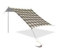 Tenda da spiaggia a quadri a quadri, nera, beige, UPF50+, impermeabile, grande, portatile, con borsa per il trasporto, per campeggio, pesca, divertimento in giardino o picnic