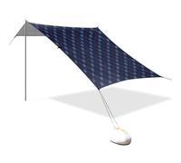 Tenda da spiaggia a quadri blu scuro, UPF50, facile da montare, grande tenda parasole con borsa per il trasporto per viaggi in famiglia, picnic e campeggio