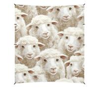 Tenda da spiaggia bianca con pecore dei cartoni animati, UPF50, leggera, con sacchi di sabbia e pala per sabbia, per campeggio, picnic, cortile