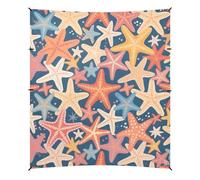 Tenda da spiaggia colorata con stelle marine blu e baldacchino UPF50+, facile da installare, include pala di sabbia, sacchi di sabbia, pali di stabilità per campeggio, picnic, cortile e pesca