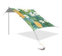 Tenda da spiaggia con ananas tropicale, giallo dorato, verde, foglie di palma, design UPF50+, leggera, portatile, con borsa per il trasporto, per campeggio, pesca, divertimento in giardino o picnic