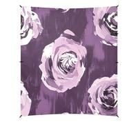 Tenda da spiaggia con fiori viola con pittura a olio e baldacchino, UPF50, leggera, portatile, con sacchi di sabbia e pala di sabbia per campeggio, pesca, divertimento in cortile
