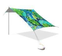 Tenda da spiaggia con foglie di palma geometriche astratte, design estivo, UPF50+, impermeabile, portatile, include pala di sabbia, sacchi di sabbia, pali di stabilità per campeggio, pesca
