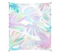 Tenda da spiaggia con foglie tropicali e baldacchino, UPF50, leggera, portatile, con sacchi di sabbia e pala, per viaggi in famiglia