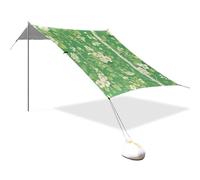 Tenda da spiaggia con foglie verdi, protezione solare UPF50, impermeabile, include pala per sabbia, sacchi di sabbia, pali di stabilità per campeggio, picnic, cortile e pesca