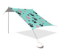 Tenda da spiaggia con impronte di zampe di cane turchese, protezione UPF50+, impermeabile, grande riparo dal sole con tasche di sabbia, per viaggi in famiglia tapete para Playa