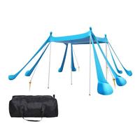 Tenda da spiaggia da 3 x 3,3 m, protezione solare UPF50+, tenda ottagonale con 8 picchetti e 4 aste rinforzate, grande tenda da spiaggia per 5-8 persone, resistente al vento, per campeggio, picnic e