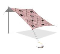 Tenda da spiaggia e baldacchino con fiocco nero e rosa, protezione UPF50+, facile da installare, con borsa per il trasporto, per campeggio, pesca, divertimento in cortile o picnic carpas para el sol