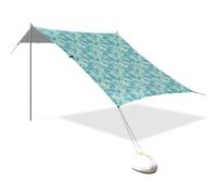 Tenda da spiaggia e baldacchino da spiaggia con foglie palurinesi e baldacchino, UPF50, impermeabile, per esterni, con sacchi di sabbia e pala di sabbia, per viaggi in famiglia