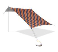 Tenda da spiaggia e baldacchino impermeabile a quadri americani arancione e blu, con sacchi di sabbia e pala, per campeggio, picnic, cortile e pesca carpas de sol para la Playa