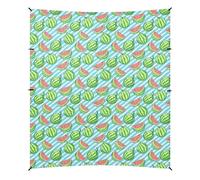 Tenda da spiaggia e baldacchino in stile cartone animato con anguria verde multicolore, protezione UPF 50+, leggera, con sacchi di sabbia e pala di sabbia per campeggio, picnic, cortile e pesca
