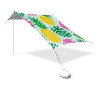 Tenda da spiaggia estiva con foglie di palma, protezione UPF50+, impermeabile, portatile, con pali robusti, sacchi di sabbia e pala per cortile, prato, parco