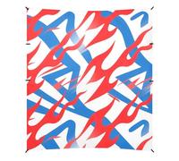 Tenda da spiaggia geometrica rossa blu bianca e baldacchino UPF50 impermeabile ombra parasole con borsa per il trasporto per viaggi in famiglia