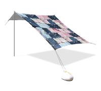Tenda da spiaggia impermeabile con motivo senza cuciture di colore rosa e bianco, protezione UPF50+, con borsa per il trasporto, per campeggio, picnic, cortile e per la Playa