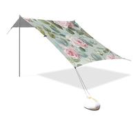 Tenda da spiaggia impermeabile con rose vintage blu e rosa, UPF50, con sacchi di sabbia e pala, per campeggio, picnic, cortile paraguas para Playa
