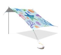 Tenda da spiaggia leggera con motivo a stelle marine marine con design colorato UPF50+, con borsa per il trasporto, per cortile, prato, paraguas de Playa