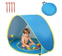 Tenda da spiaggia per bambini, pop-up, tenda da spiaggia, con mini piscina, protezione dal vento, portatile, con borsa per il trasporto e picchetti per bambini, picnic, giardino, tenda da spiaggia