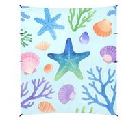 Tenda da spiaggia pieghevole colorata con acquerelli sotto le stelle marine, UPF50, impermeabile, con pali robusti, sacchi di sabbia e pala per campeggio, pesca, divertimento in giardino o picnic