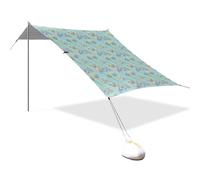 Tenda da spiaggia pieghevole con fiori giallo chiaro e blu, UPF50+, leggera, con borsa per il trasporto, per campeggio, picnic, cortile e pesca