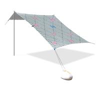 Tenda da spiaggia pieghevole con motivo a quadri rosa, blu, UPF50, impermeabile, con pala per sabbia, sacchi di sabbia per cortile e campeggio accessori per Playa