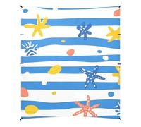 Tenda da spiaggia pieghevole con stelle marine blu, UPF50+, impermeabile, per esterni, con tasche per sabbia, per viaggi in famiglia