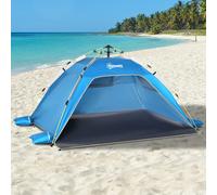 Tenda da spiaggia pop-up Outsunny con 2 ante 2 finestre 220X173X120 cm Blu