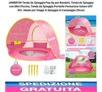 Tenda da Spiaggia Pop Up per Bambini, Tenda da Spiaggia con Mini Piscina 50+