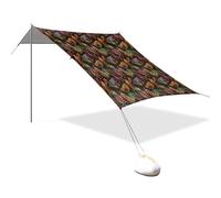 Tenda da spiaggia portatile da campeggio parasole baldacchino UPF 50+ protezione UV parasole con foglie di palma dorate