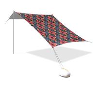 Tenda da spiaggia portatile da campeggio parasole baldacchino UPF 50+ protezione UV parasole con motivo floreale di ibisco mandala